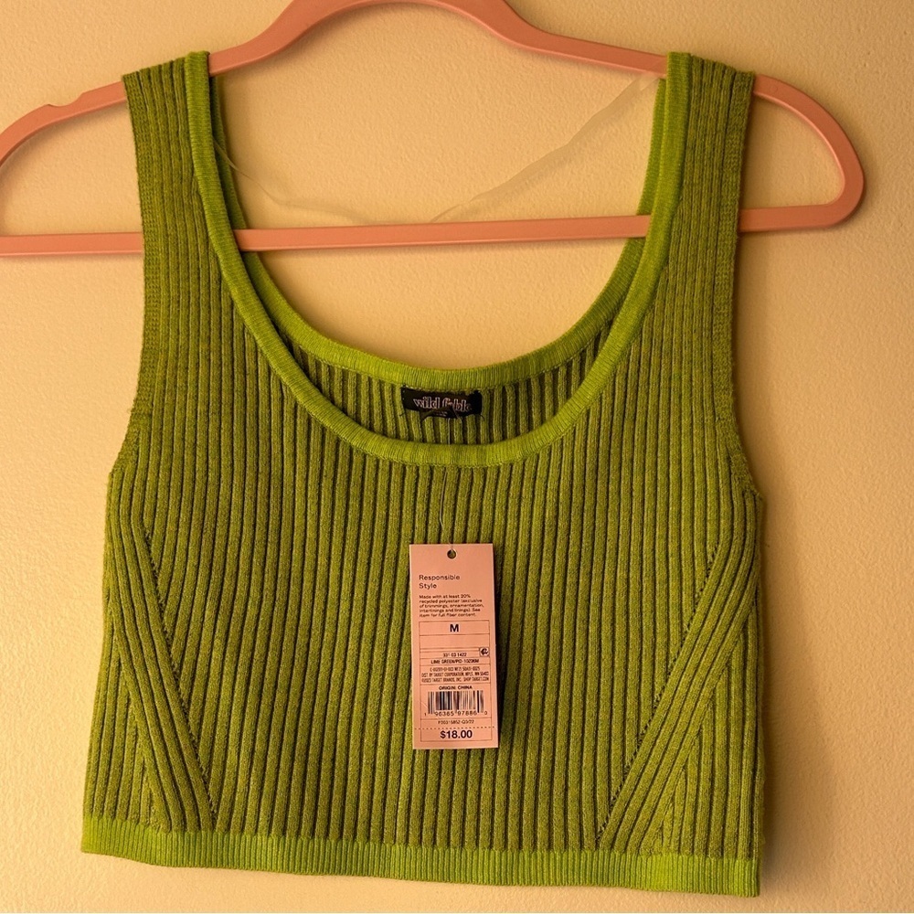 Wild Fable Lime Ribbed Crop Top - Picture 2 of 6